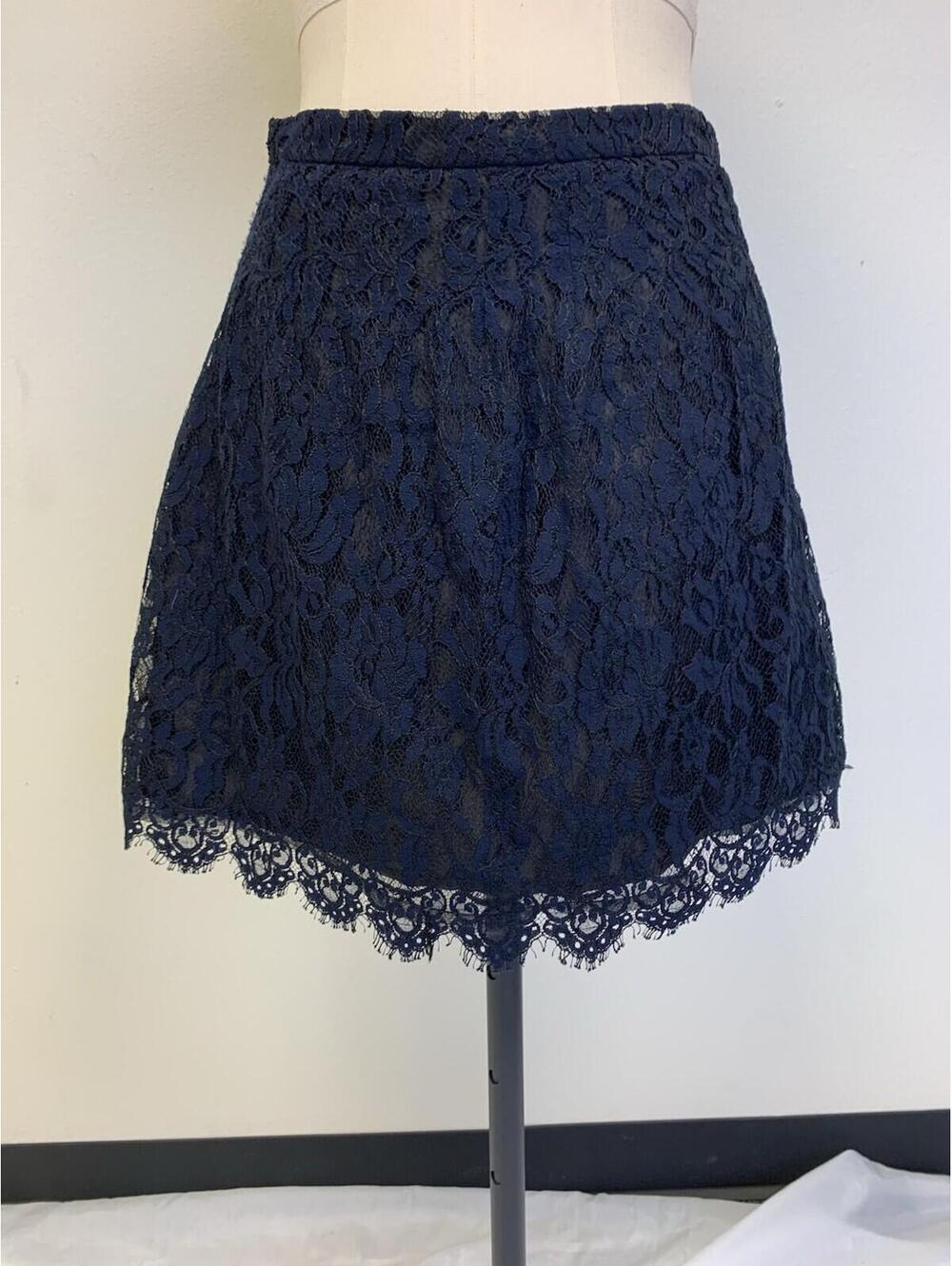 J. Crew Women Skirt Lace Navy Sz 0 Or Xs